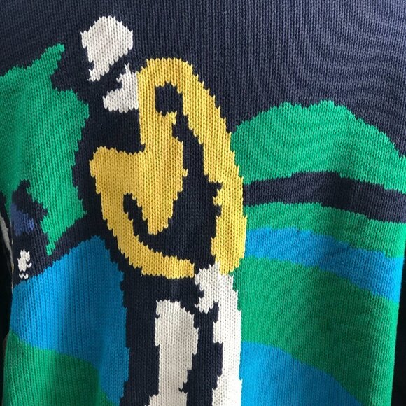 Vintage John Ashford Golf Big Image Golfing Knit Sweater - 80s 90s - Picture 7 of 12